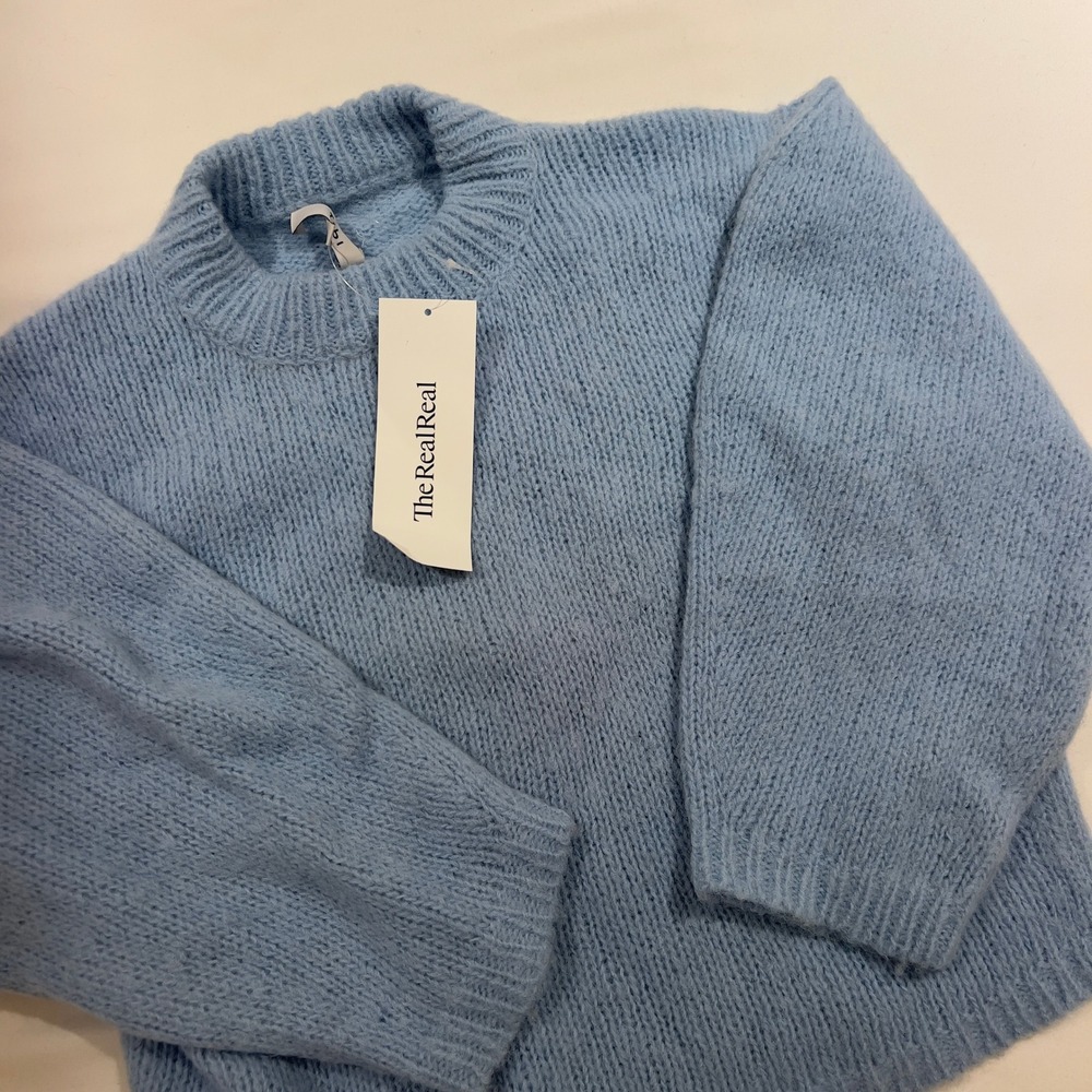 Tibi Light Blue Alpaca Blend Crewneck Knit Sweater Womens Small